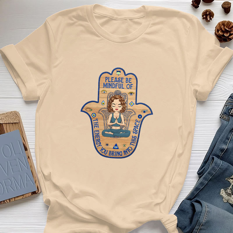 Camiseta de protección espiritual con la mano de hamsa de Olivenorma - Amarillo - 2XL - image 10