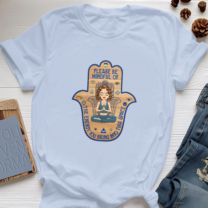 Camiseta de protección espiritual con la mano de hamsa de Olivenorma - Azul - 2XL - image 12
