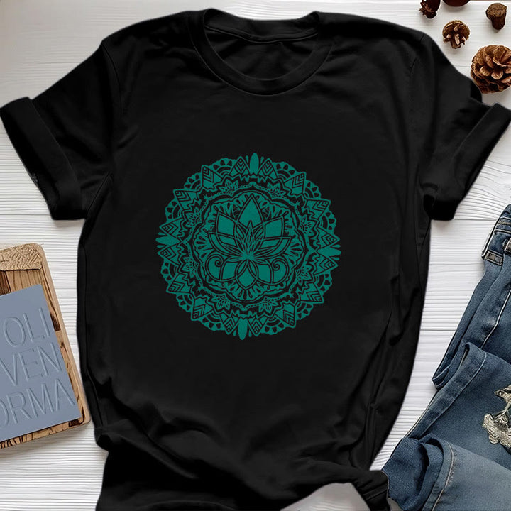Camiseta con estampado de loto verde Olivenorma