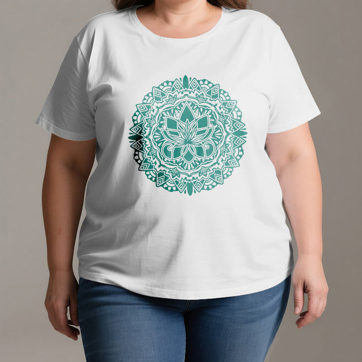 Camiseta con estampado de loto verde Olivenorma