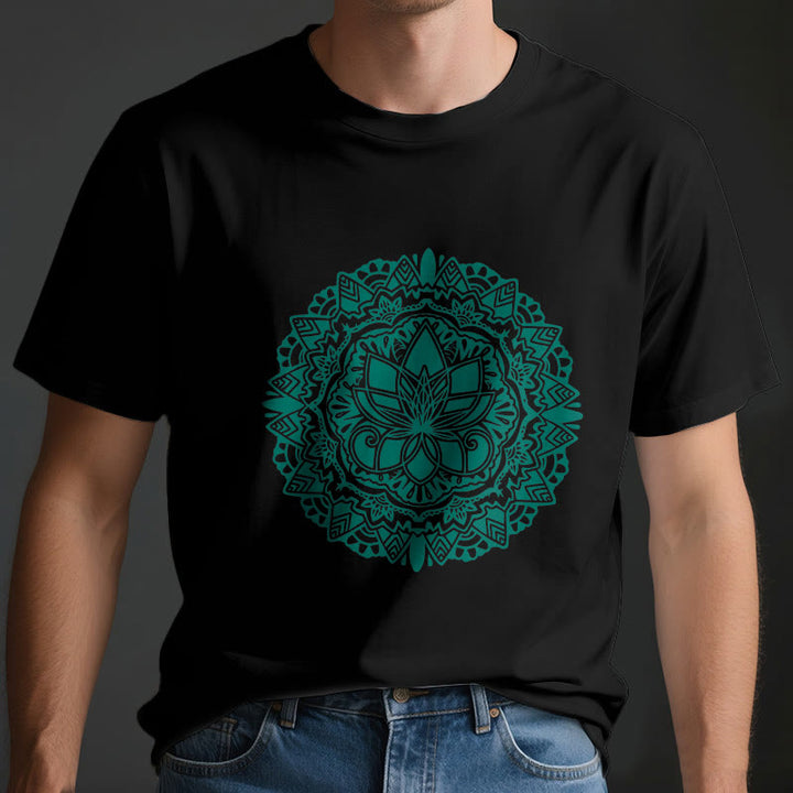 Camiseta con estampado de loto verde Olivenorma