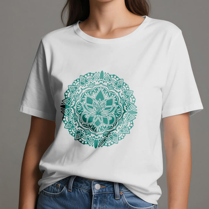 Camiseta con estampado de loto verde Olivenorma