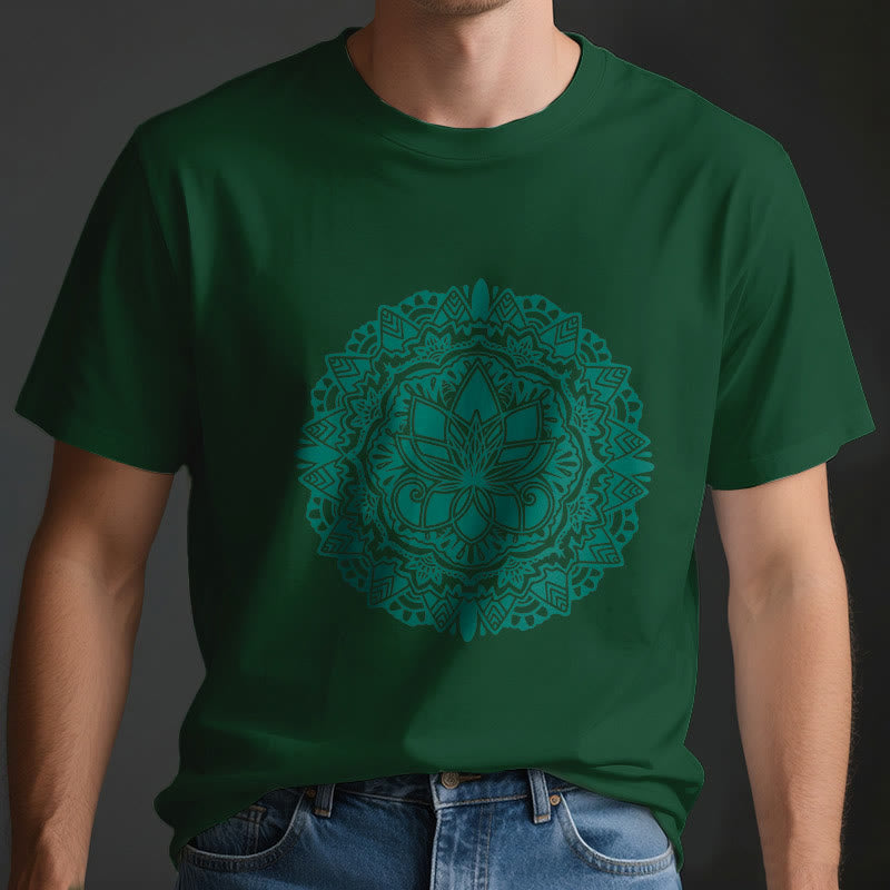 Camiseta con estampado de loto verde Olivenorma
