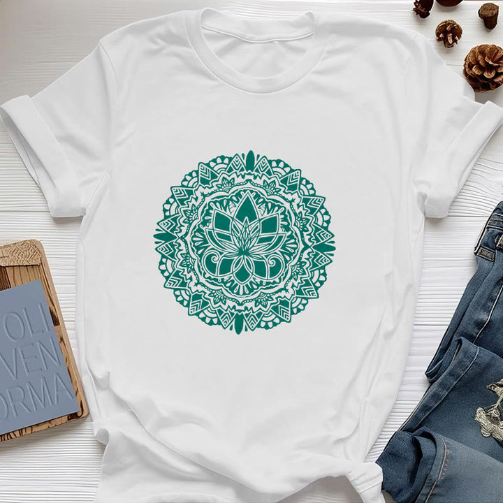 Camiseta con estampado de loto verde Olivenorma