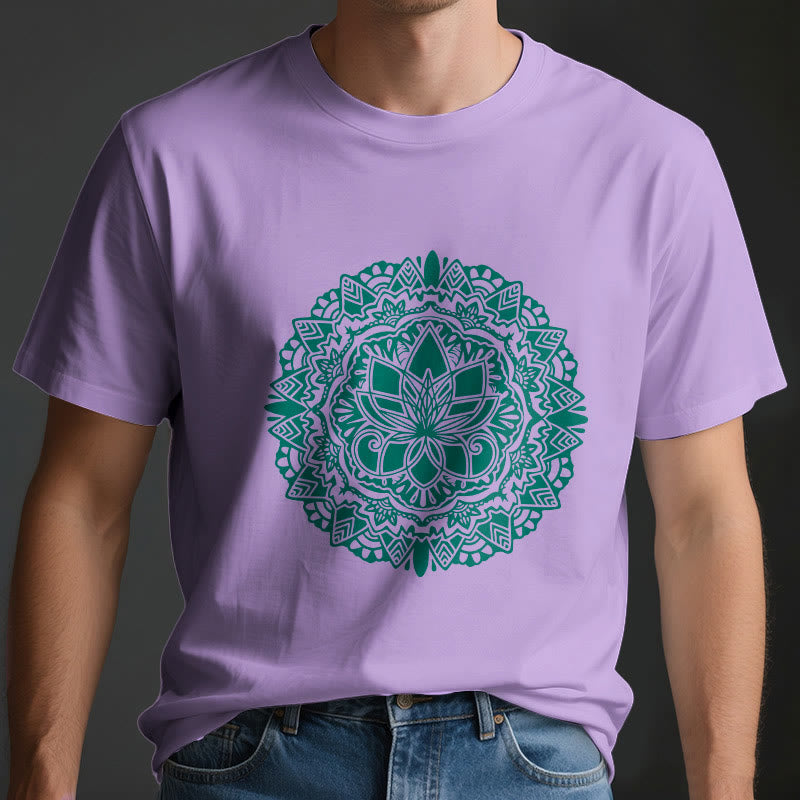 Camiseta con estampado de loto verde Olivenorma
