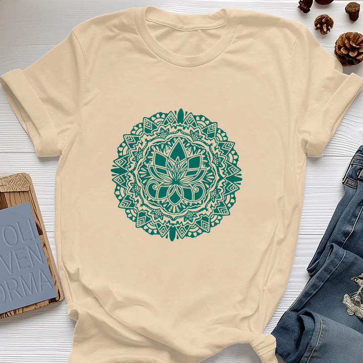 Camiseta con estampado de loto verde Olivenorma