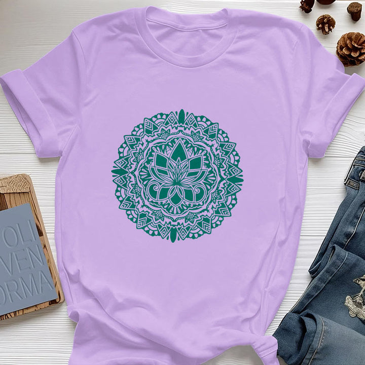Camiseta con estampado de loto verde Olivenorma