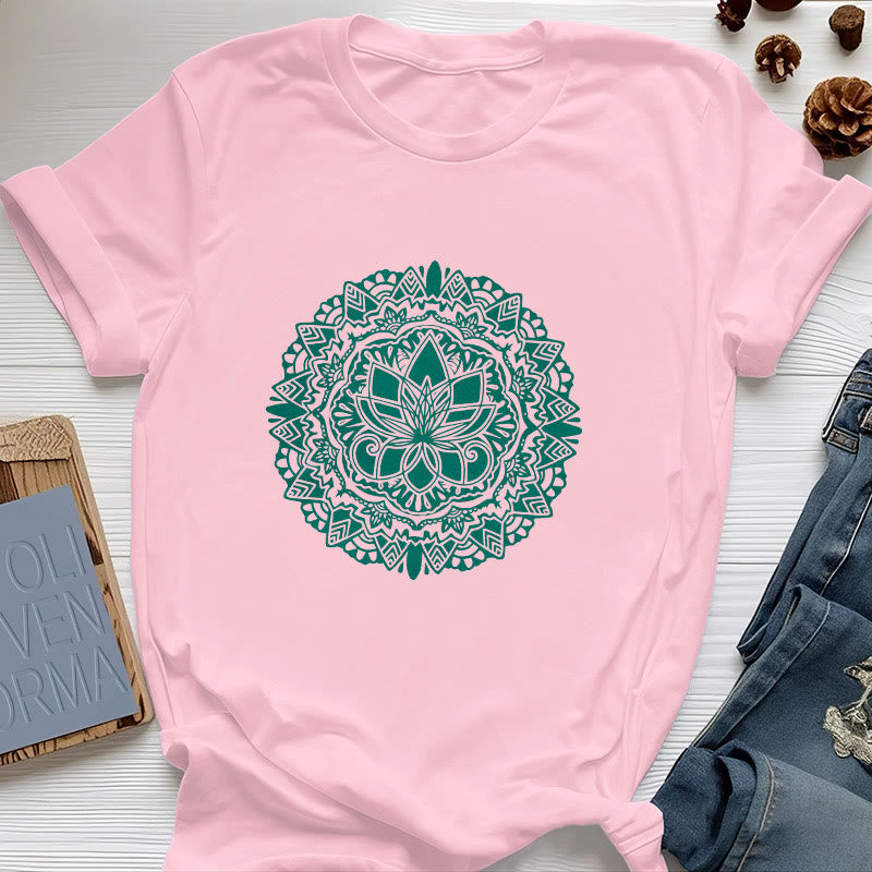Camiseta con estampado de loto verde Olivenorma