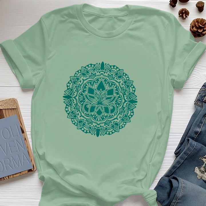 Camiseta con estampado de loto verde Olivenorma