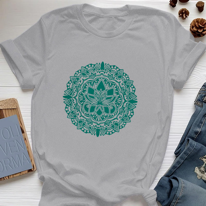 Camiseta con estampado de loto verde Olivenorma