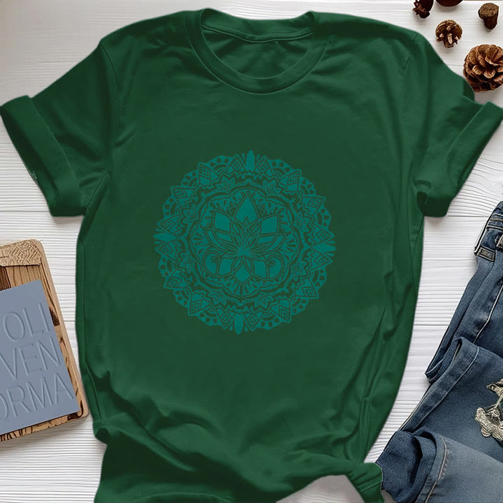 Camiseta con estampado de loto verde Olivenorma