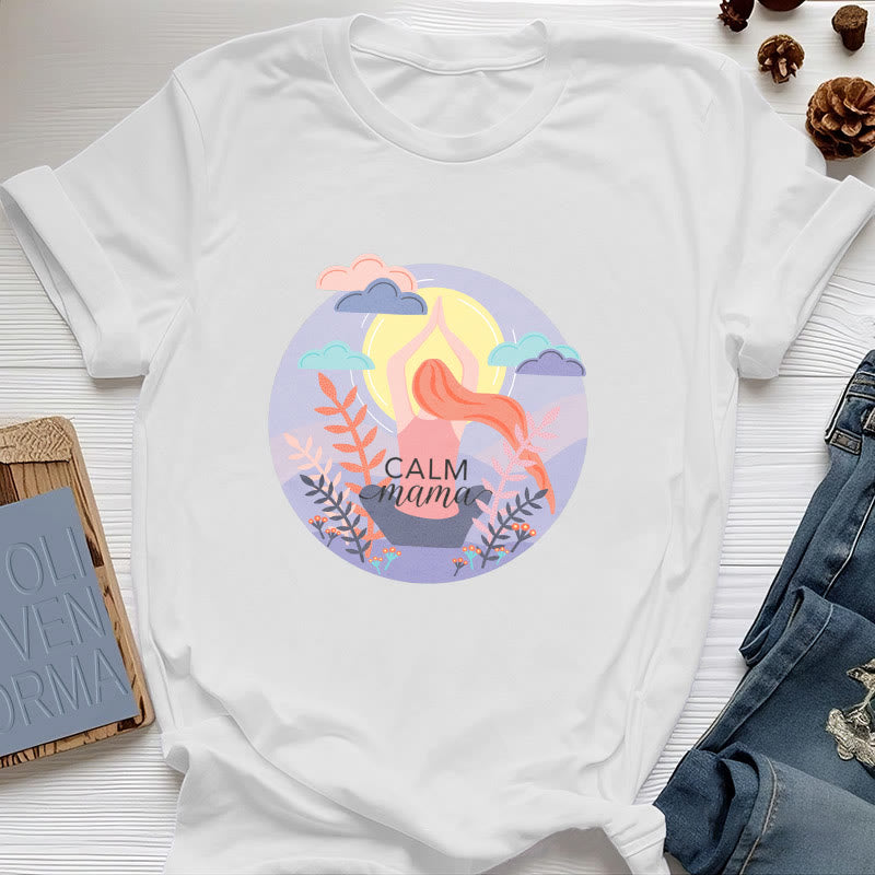 Camiseta de yoga con estampado "Calm Mama" de Olivenorma