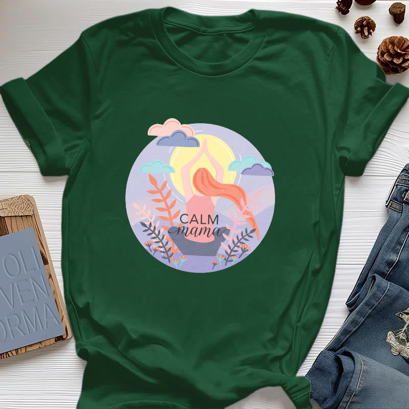 Camiseta de yoga con estampado "Calm Mama" de Olivenorma