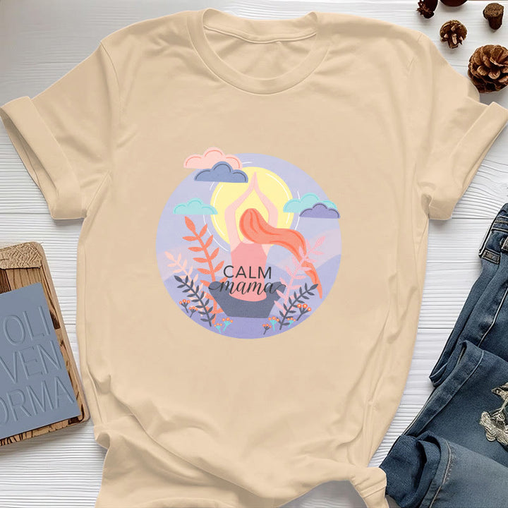 Camiseta de yoga con estampado "Calm Mama" de Olivenorma