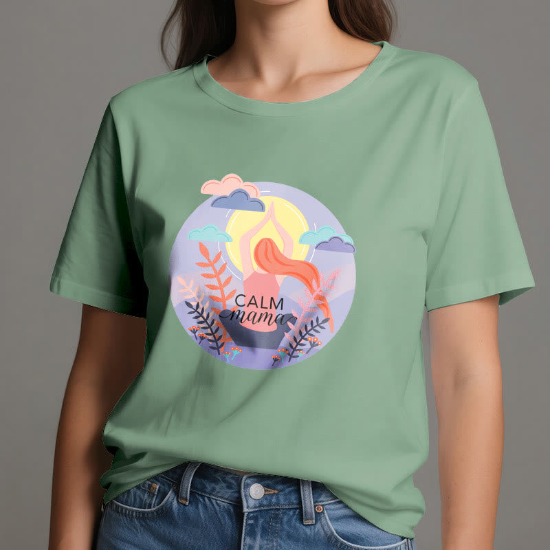 Camiseta de yoga con estampado "Calm Mama" de Olivenorma