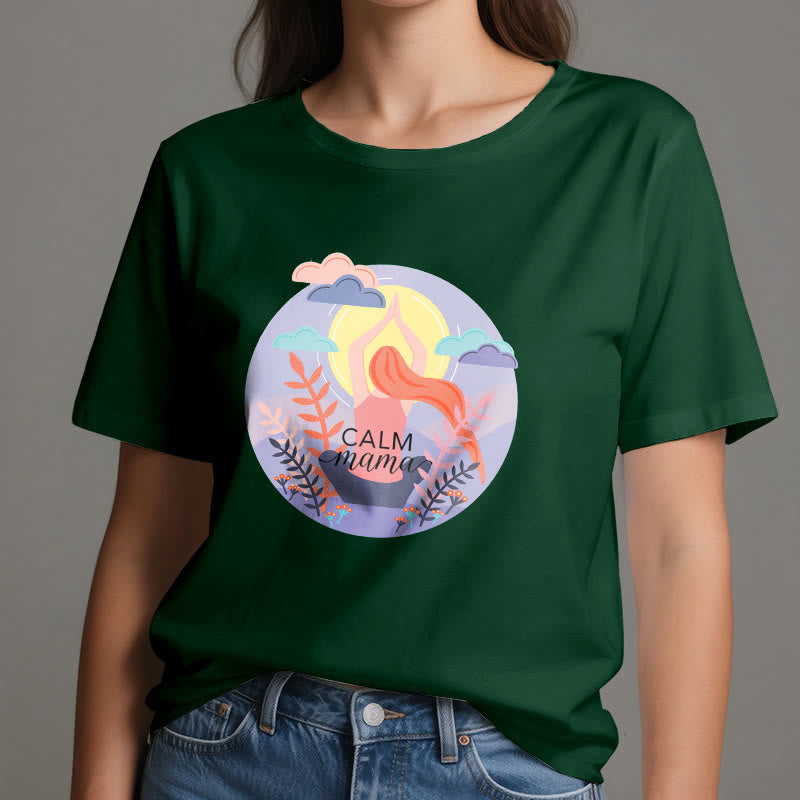 Camiseta de yoga con estampado "Calm Mama" de Olivenorma