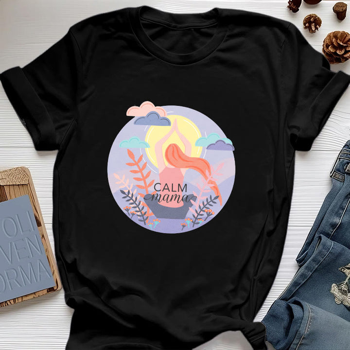 Camiseta de yoga con estampado "Calm Mama" de Olivenorma