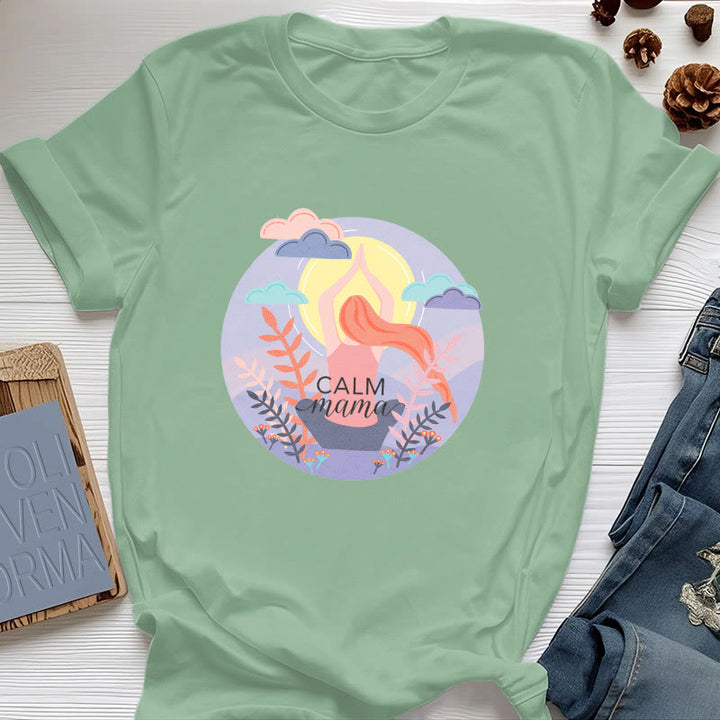 Camiseta de yoga con estampado "Calm Mama" de Olivenorma
