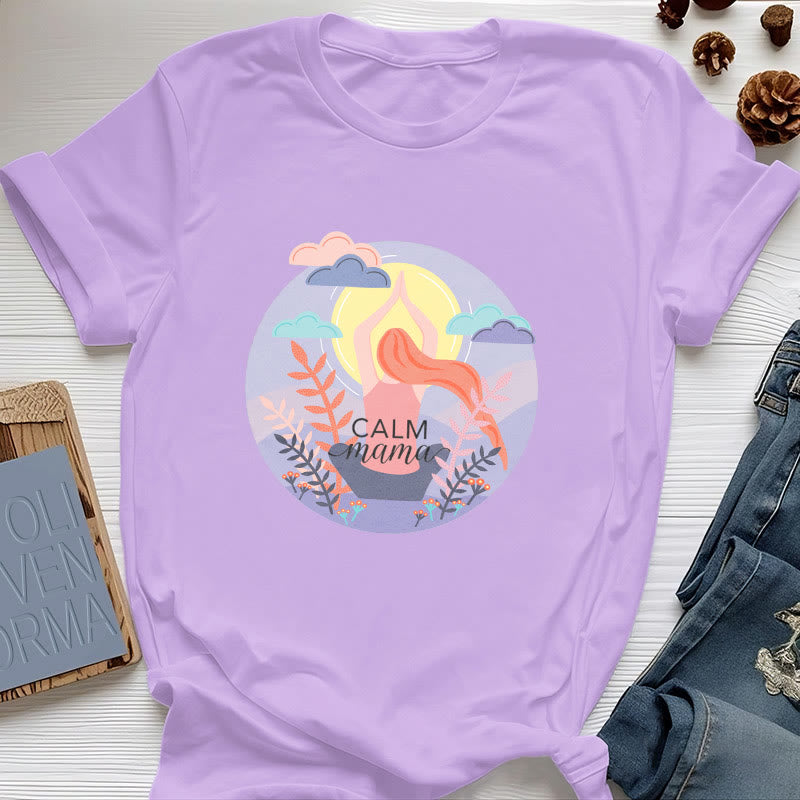 Camiseta de yoga con estampado "Calm Mama" de Olivenorma