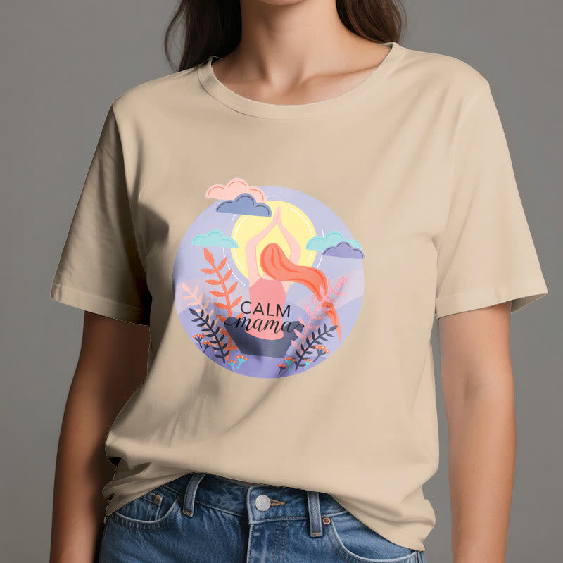 Camiseta de yoga con estampado "Calm Mama" de Olivenorma