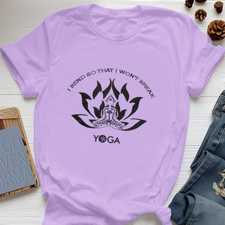 Camiseta de yoga Olivenorma "Me doblo para no romperme"