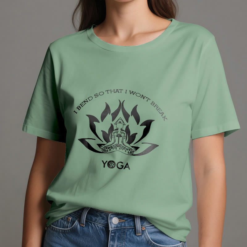 Camiseta de yoga Olivenorma "Me doblo para no romperme"