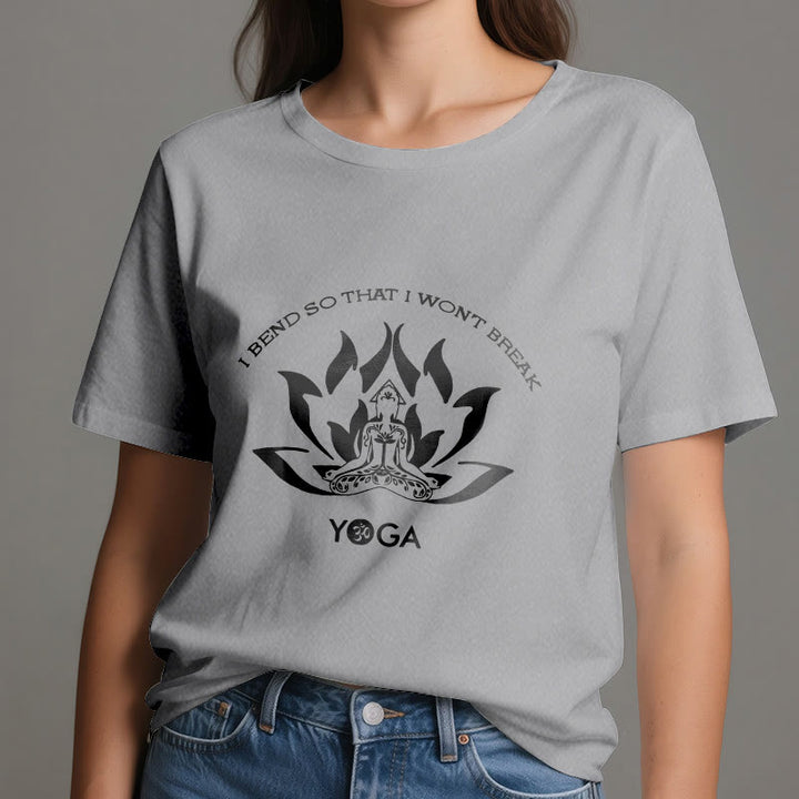 Camiseta de yoga Olivenorma "Me doblo para no romperme"