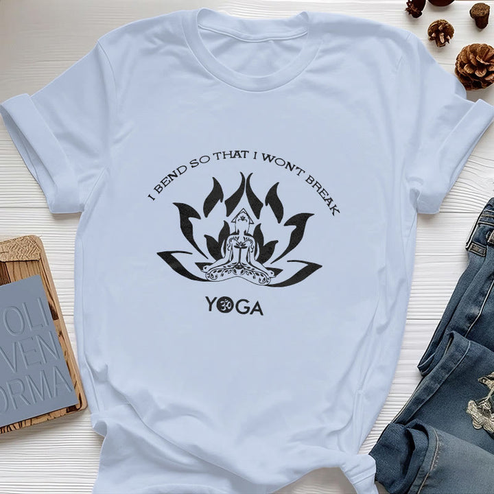 Camiseta de yoga Olivenorma "Me doblo para no romperme"