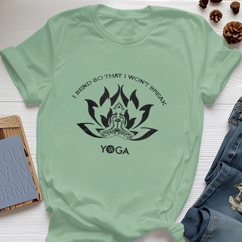 Camiseta de yoga Olivenorma "Me doblo para no romperme"