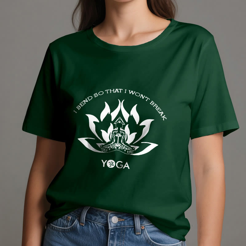 Camiseta de yoga Olivenorma "Me doblo para no romperme"