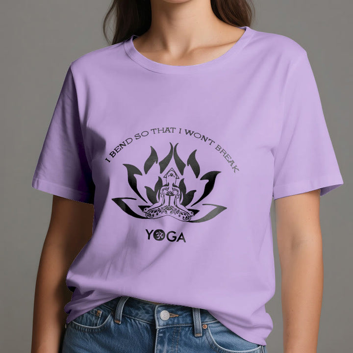 Camiseta de yoga Olivenorma "Me doblo para no romperme"
