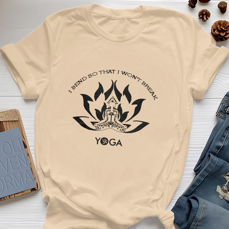 Camiseta de yoga Olivenorma "Me doblo para no romperme"