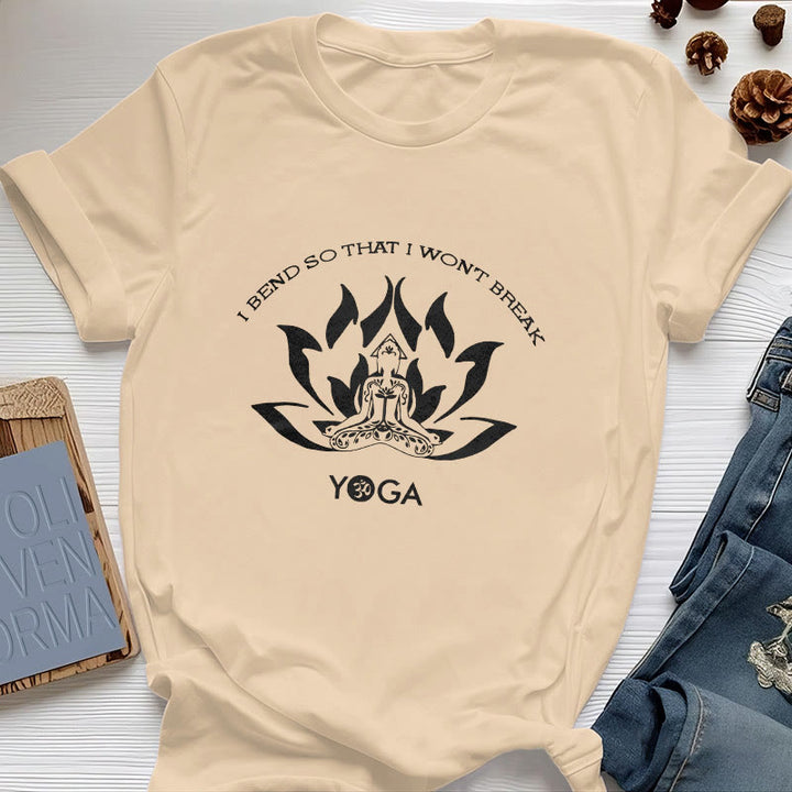 Camiseta de yoga Olivenorma "Me doblo para no romperme"