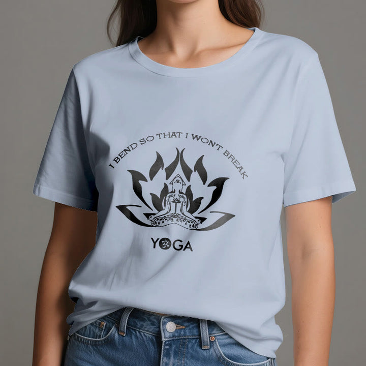 Camiseta de yoga Olivenorma "Me doblo para no romperme"