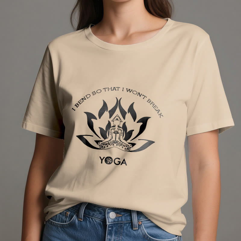Camiseta de yoga Olivenorma "Me doblo para no romperme"