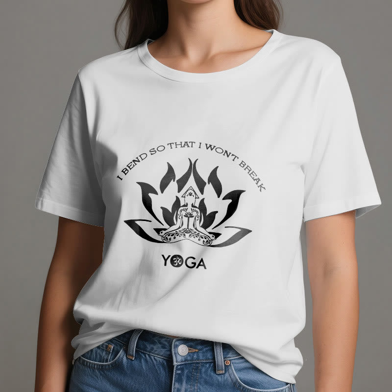 Camiseta de yoga Olivenorma "Me doblo para no romperme"