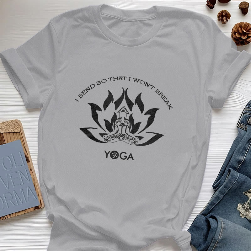 Camiseta de yoga Olivenorma "Me doblo para no romperme"