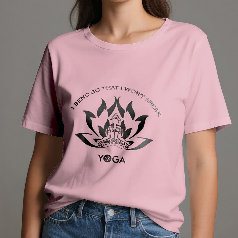 Camiseta de yoga Olivenorma "Me doblo para no romperme"