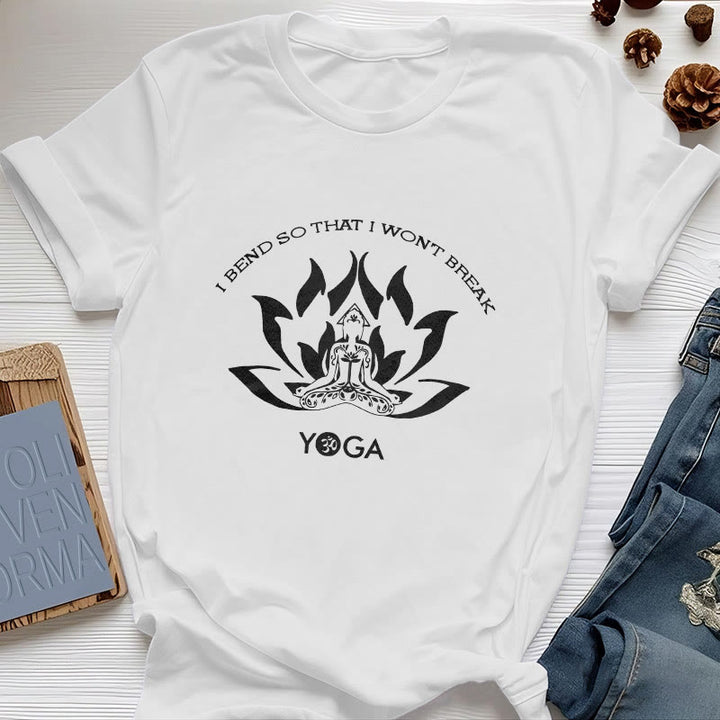 Camiseta de yoga Olivenorma "Me doblo para no romperme"