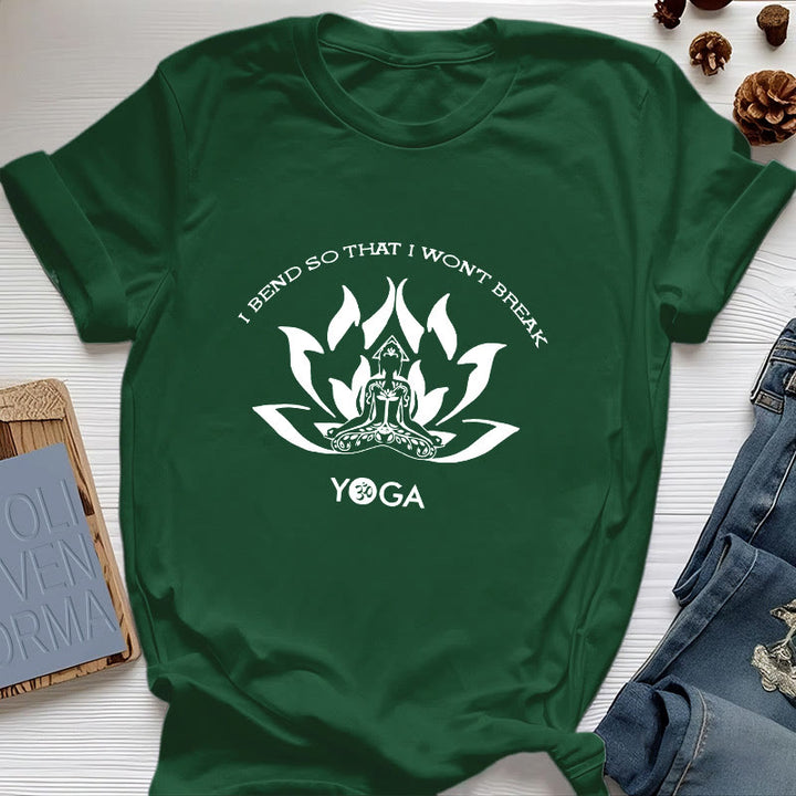 Camiseta de yoga Olivenorma "Me doblo para no romperme"