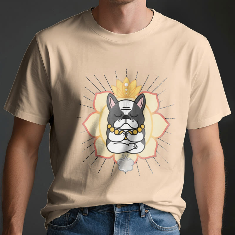 Camiseta con estampado de bulldog francés de Olivenorma Yoga Meditation