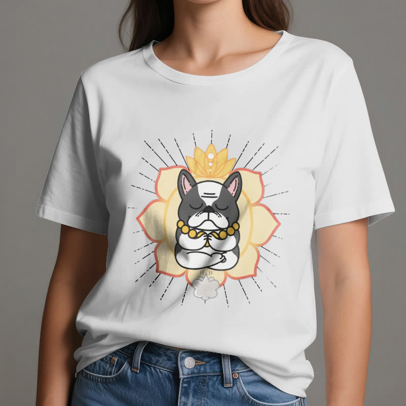 Camiseta con estampado de bulldog francés de Olivenorma Yoga Meditation