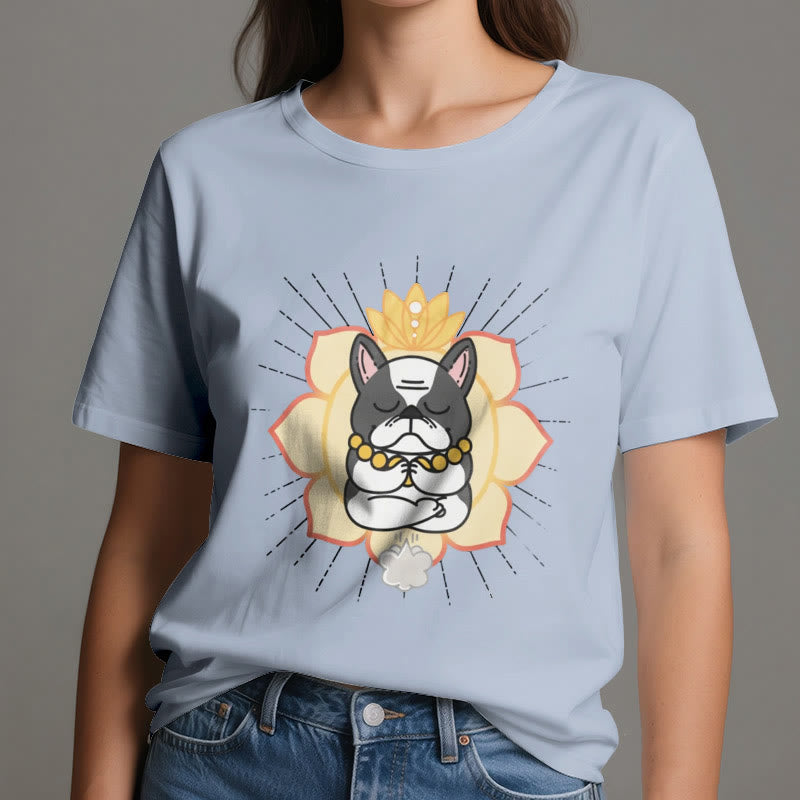 Camiseta con estampado de bulldog francés de Olivenorma Yoga Meditation