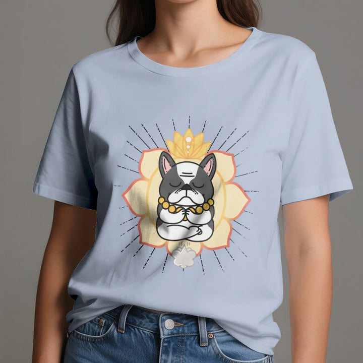 Camiseta con estampado de bulldog francés de Olivenorma Yoga Meditation