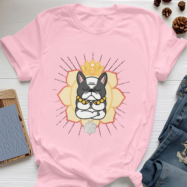 Camiseta con estampado de bulldog francés de Olivenorma Yoga Meditation