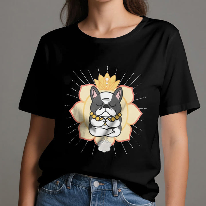 Camiseta con estampado de bulldog francés de Olivenorma Yoga Meditation