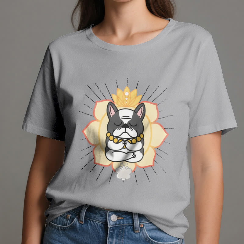 Camiseta con estampado de bulldog francés de Olivenorma Yoga Meditation