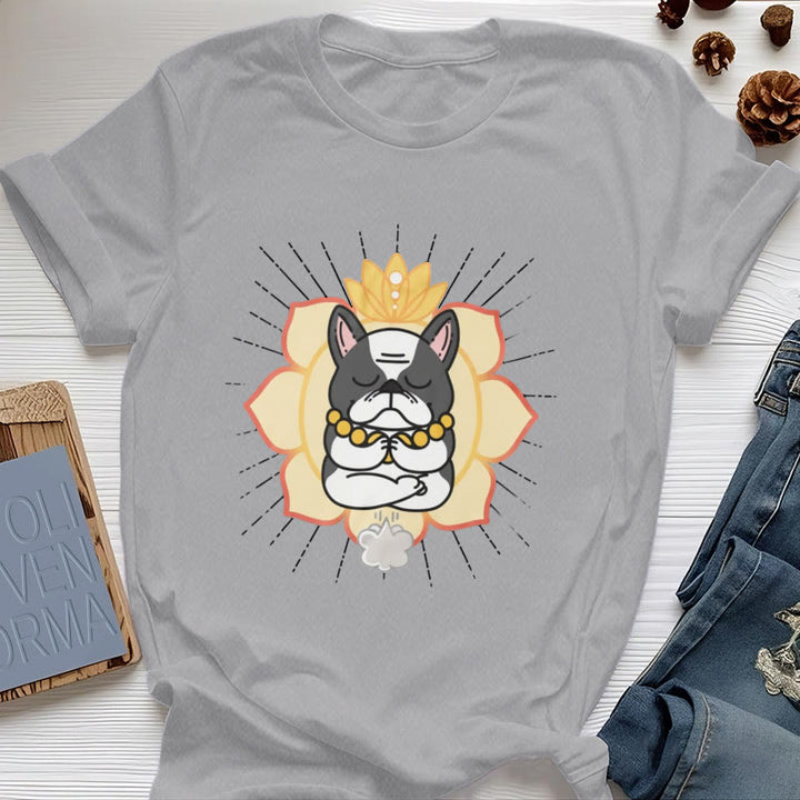 Camiseta con estampado de bulldog francés de Olivenorma Yoga Meditation