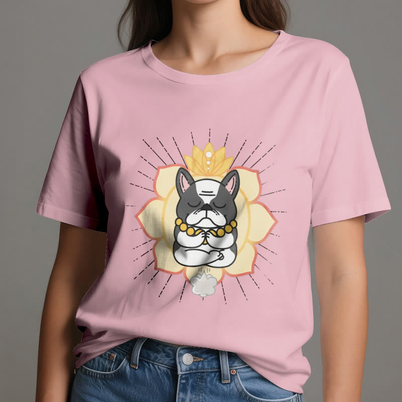 Camiseta con estampado de bulldog francés de Olivenorma Yoga Meditation