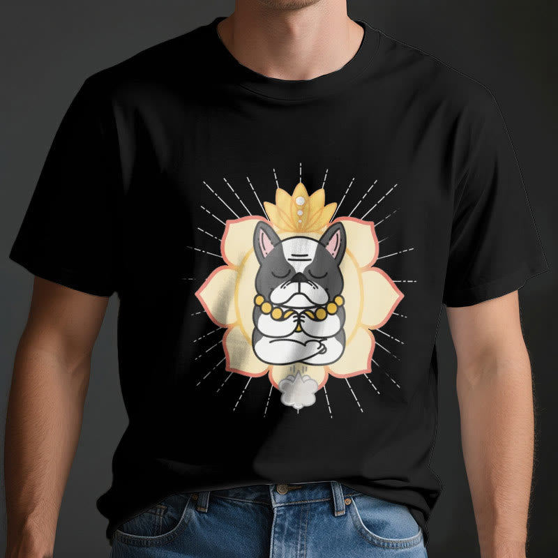 Camiseta con estampado de bulldog francés de Olivenorma Yoga Meditation